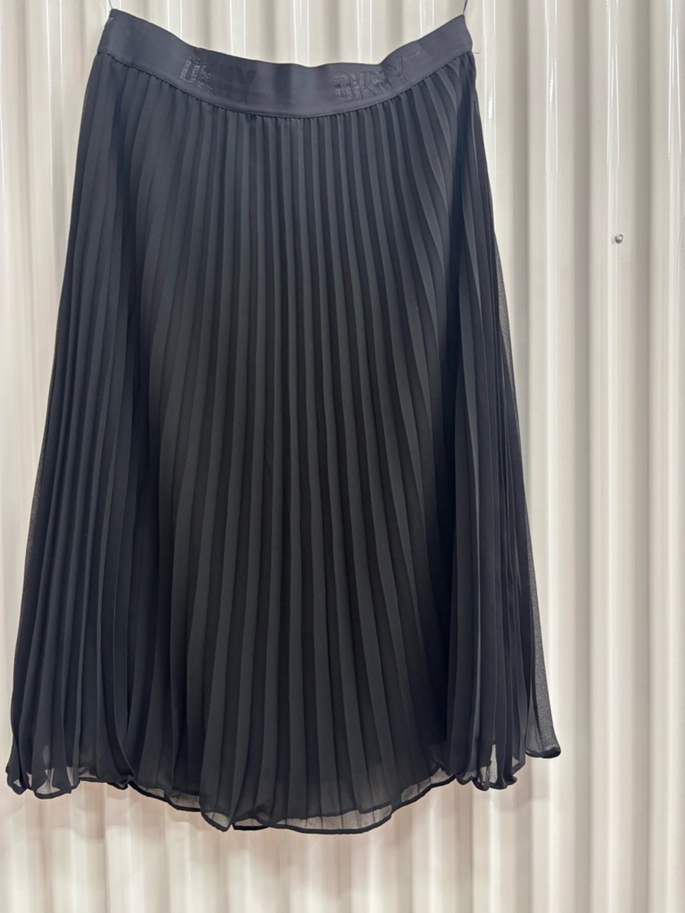 DKNY Black Pleated Midi Skirt